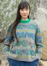 “Peninsula” lambswool fisherman’s sweater - grey/patterned
