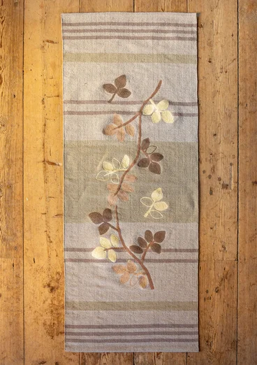 “Leaves” hallway runner in organic cotton - natural