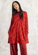 “Judit” jersey tunic in organic cotton/modal - parrot red/patterned