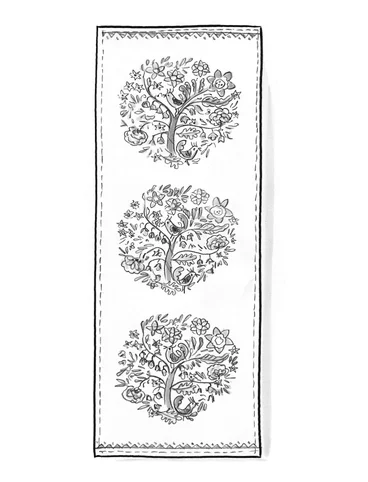 Chemin de table "Tree of life" en lin/coton - campanule