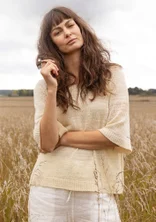 Sweater in linen/organic cotton - light sand