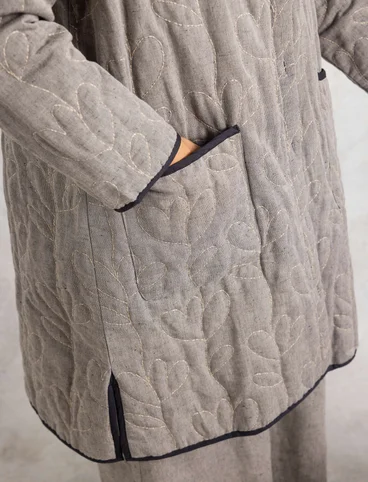 “Idun” organic cotton/linen quilted coat - iron grey