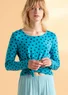 “Pearl” lyocell/elastane jersey top (lagoon blue/patterned XS)