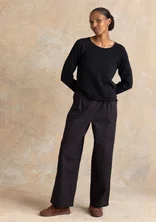 “Esme” woven cotton/linen trousers - black