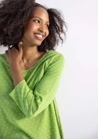 “Millie” organic cotton/modal jersey top - pea green/patterned