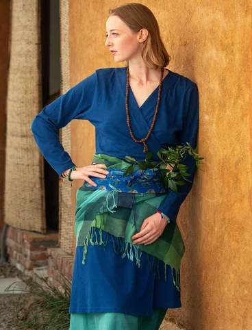Jersey dress in organic cotton/linen - indigo blue