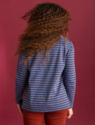 Essential striped top in organic cotton - French roast/flax blue