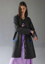 “Tulipe” long cardigan in an alpaca blend - dark ash grey