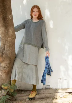 “Helena” knit sweater vest in a lambswool blend - graphite/melange