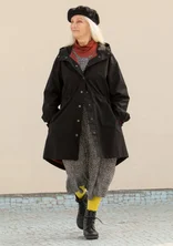 “Livia” patterned/solid-colour parka in water-repellent organic cotton - black