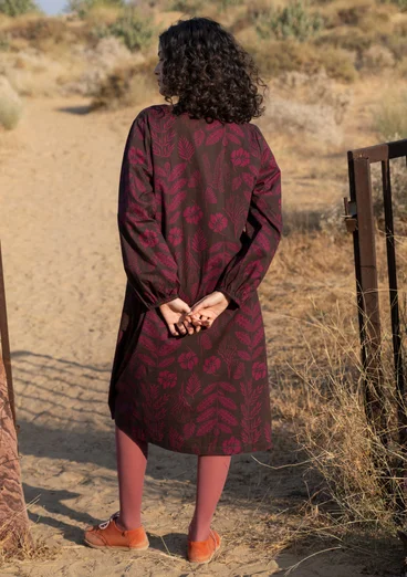 Vävd klänning "Seaweed" i ekologisk bomull - mörk aubergine
