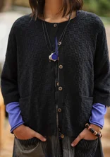 Cardigan in organic/recycled cotton - black