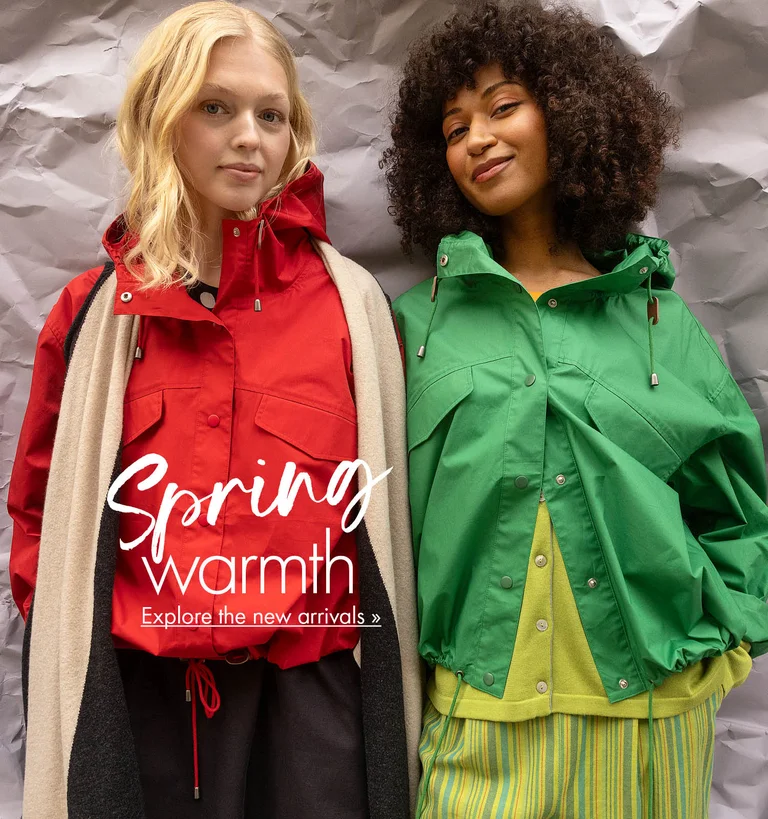 A collage of women wearing knitted cardigans in a variety of colours from Gudrun Sjödén.