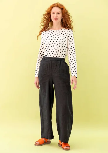 Pantalon ”Vera” en lin tissé - noir