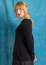 “Hillevi” floral/solid-colour lyocell/elastane jersey top - black