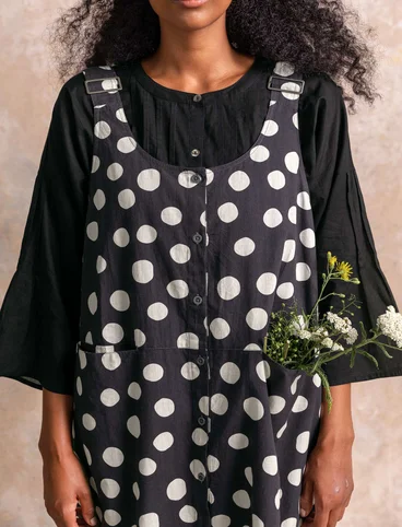 Robe balalaïka "Amber" en tissu de coton biologique/lin - noir/motif