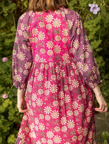 Vævet kjole "Floria" i økologisk bomuld - rosa orkide