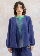“Cornus” velour cardigan in organic cotton/recycled polyester - violet