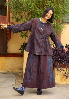“Bloom” organic cotton wrap blouse - purple red