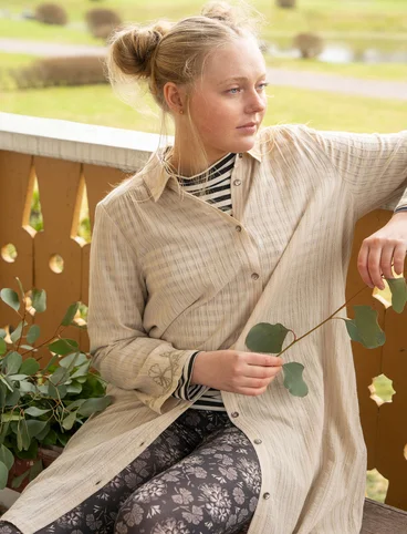 “Värmland” woven shirt dress in organic cotton - dark natural