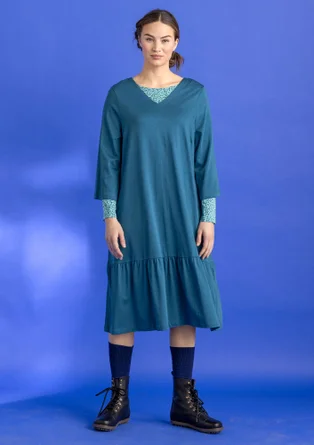 “Tyra” organic cotton/modal jersey dress - dark petrol blue