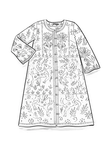 Vävd klänning "Cassiopeia" i ekologisk bomull/siden - porslinsblå