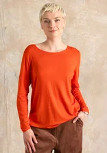 “Hillevi” floral/solid-colour lyocell/elastane jersey top - chilli