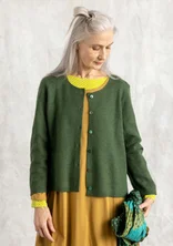 Cardigan in felted organic wool - forest green/melange