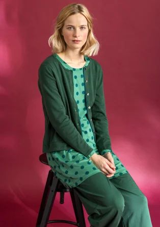 Cardigan in organic/recycled cotton - dark green