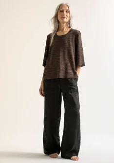 “Seraj” woven pants in linen - black