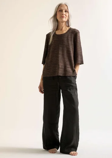 “Seraj” woven linen trousers - black