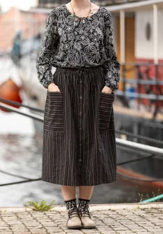 “Alba” woven skirt in organic cotton/hemp - black