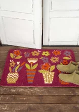 “Flower Pots” doormat in coir fiber - dark hibiscus