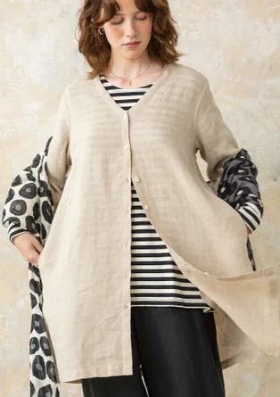 Woven blouse in linen - dark natural