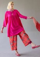 “Marie” woven dress in organic cotton/silk - dark peony