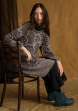 “Anila” patterned, knitted organic cotton dress - iron grey