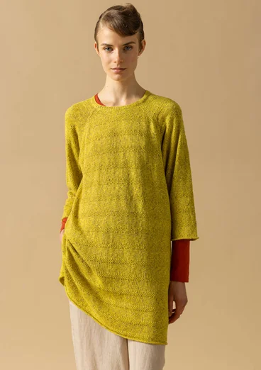 Linen/recycled cotton knit sweater - lime green