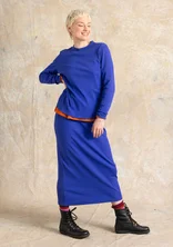 Long jersey skirt in ribbed organic cotton - cobalt blue