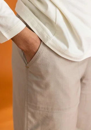 Woven organic cotton twill trousers - mole