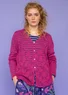 “Luisa” linen/recycled cotton pointelle cardigan (pink orchid XXL)