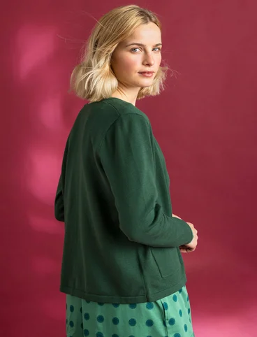 Cardigan in organic/recycled cotton - dark green