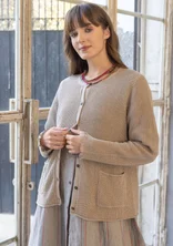 Brioche-knit linen/organic cotton cardigan - dark natural
