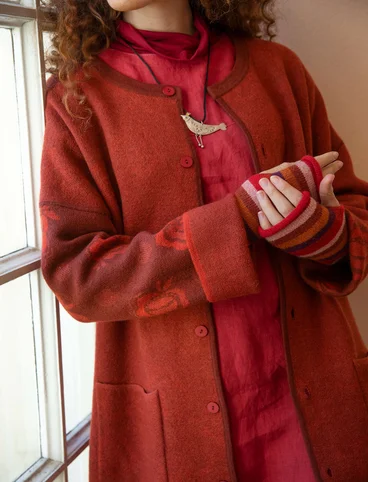 “Aria” reversible, knitted wool felt coat - red curry