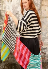 “Cherai” woven shawl in organic cotton - wild strawberry