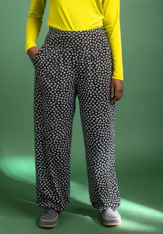 “Stella” organic cotton/elastane jersey trousers - black/patterned