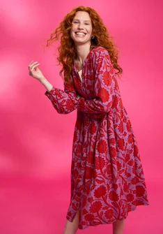“Moonlight” woven dress in viscose/linen - bright red