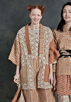  Kimono „Matsumoto“ aus Leinen/Baumwolle - ungebleicht-gebrannte siena