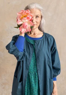 “Tindra” woven blouse in organic cotton - indigo green
