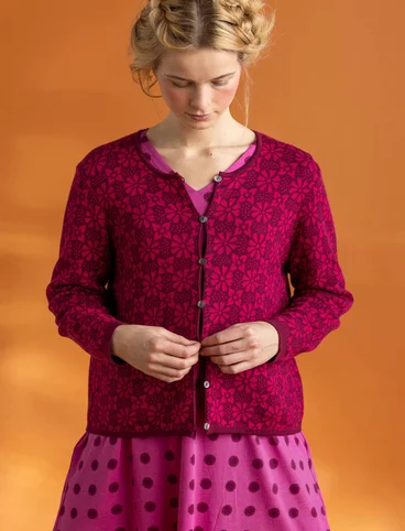 “Freja” cardigan in organic/recycled cotton - purple red