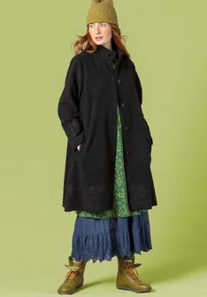 Mantel „Mynta“ aus recycelter Wolle/Polyester - schwarz